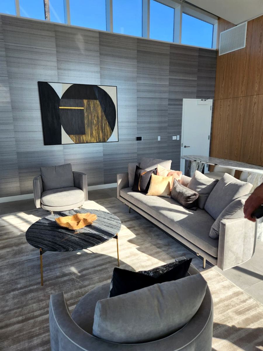 Finished amenity lounge with wall finishes, Archer Towers